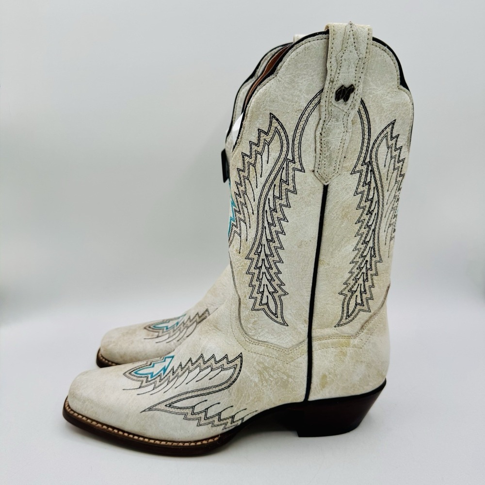 Dan Post Darcy Boots Women's Size 7.5 Distressed White Leather Snip Toe - Picture 2 of 16
